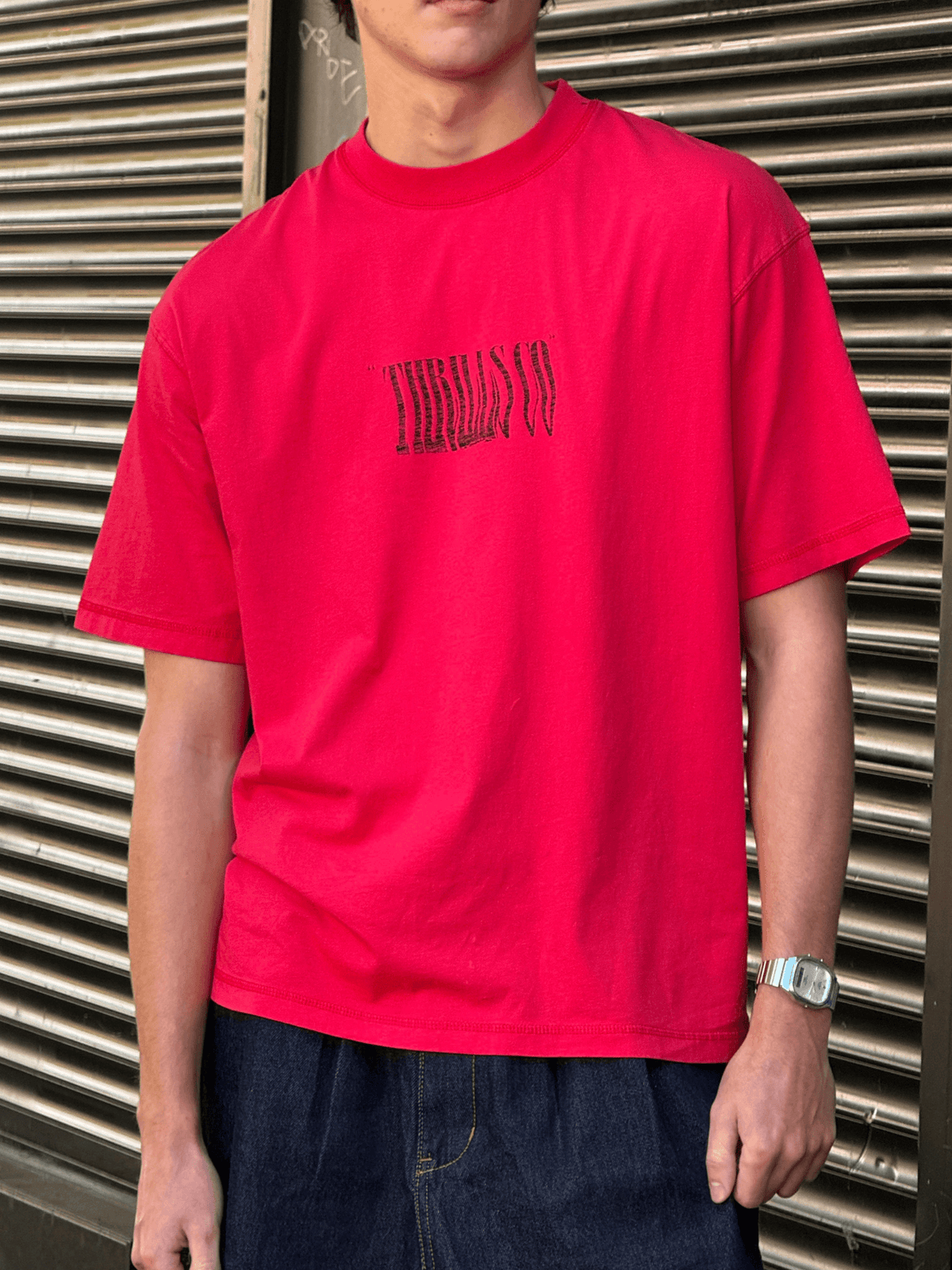Chaotic Interventions Oversize Box Crop Tee - Winning Red