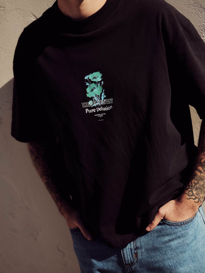 Pure Delusion Box Fit Oversize Cropped Tee - Faded Black