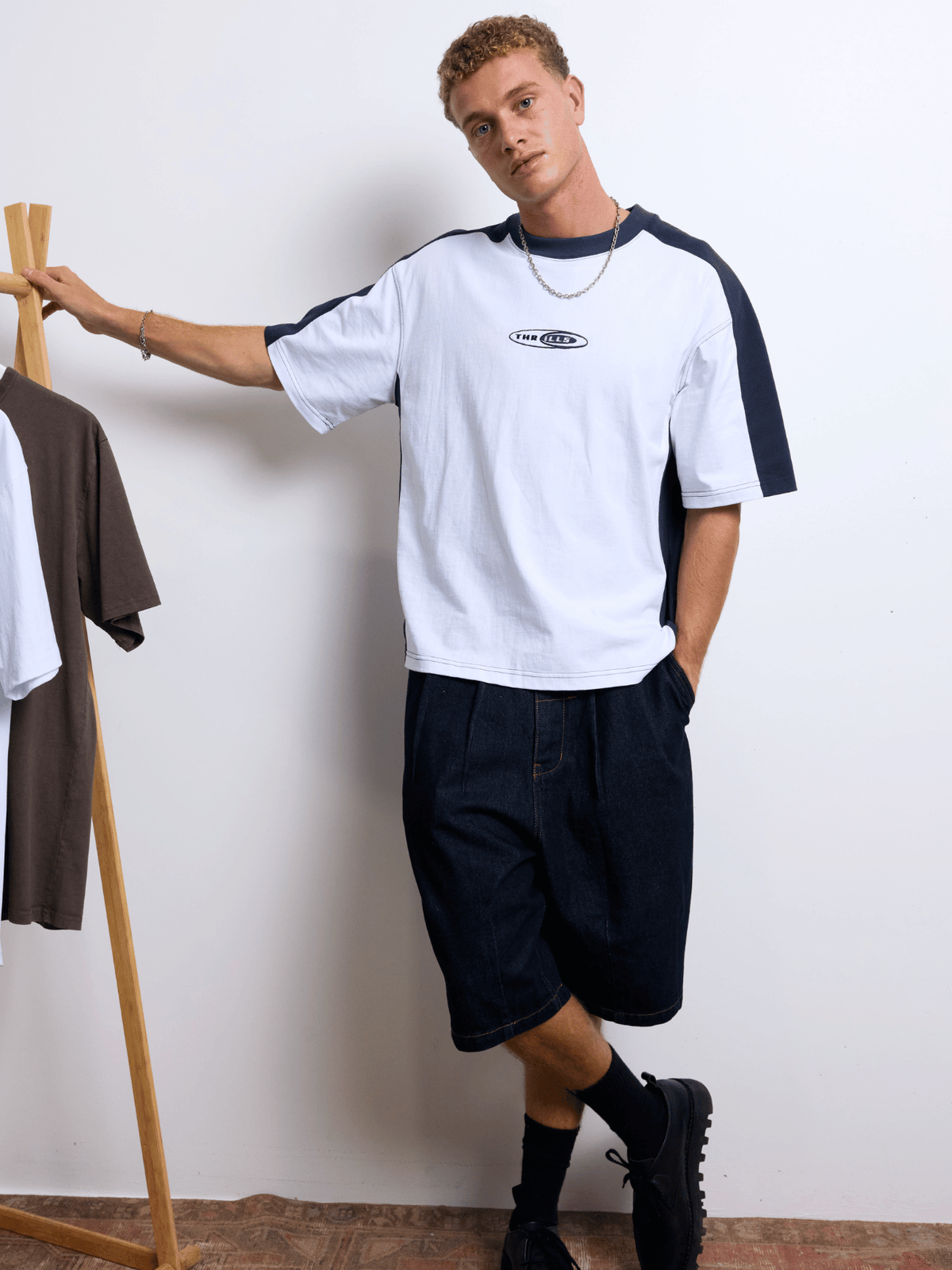 Mad Dogs Box Crop Panel Tee - White