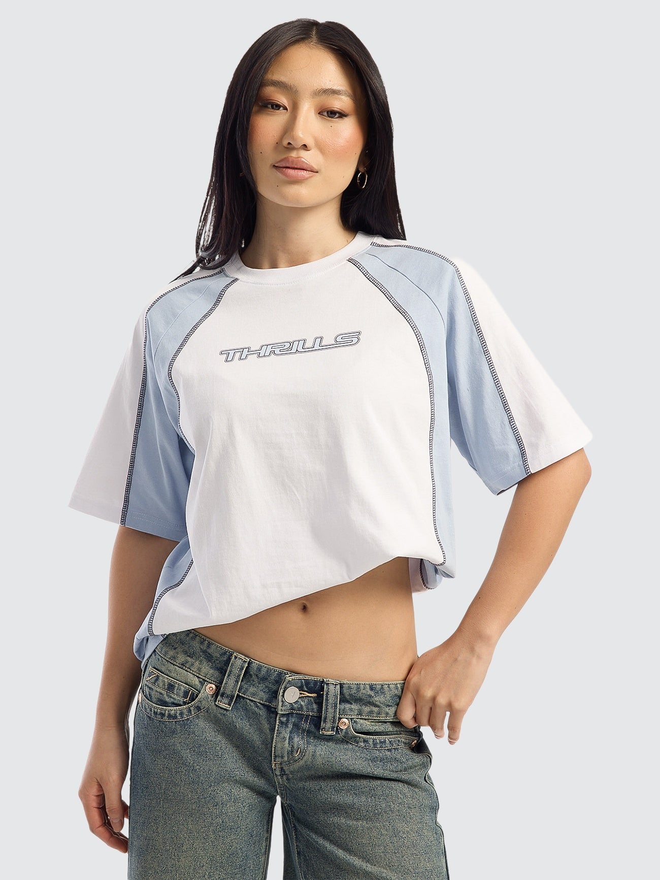 On Repeat Panelled Raglan Tee - White
