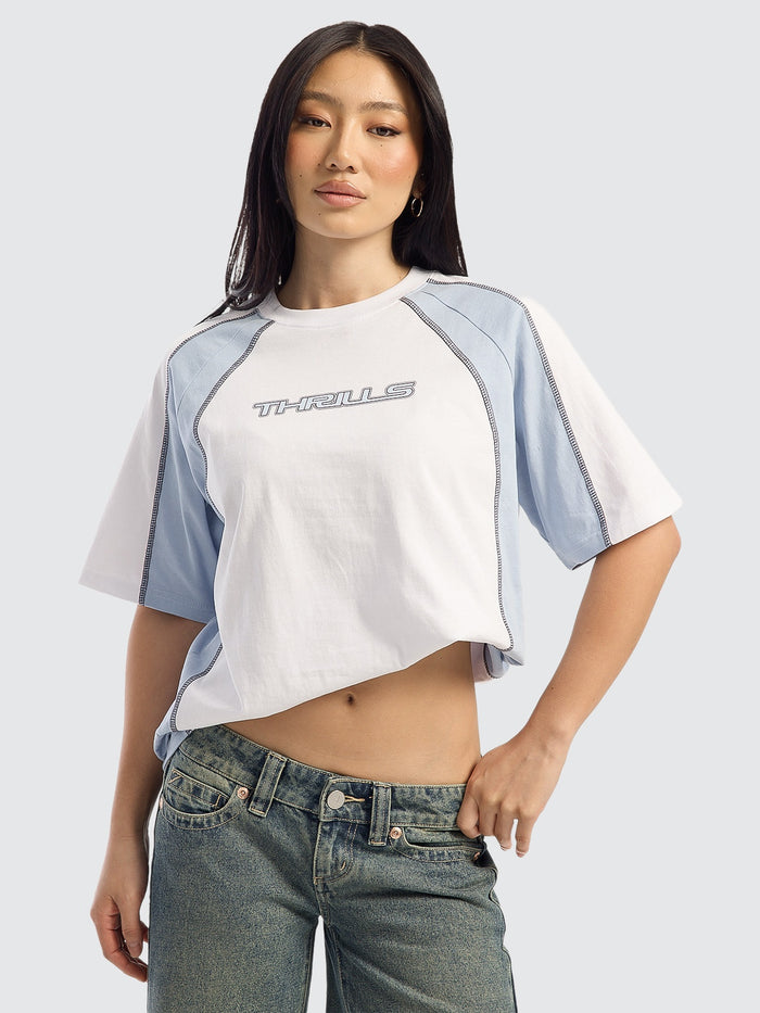 On Repeat Panelled Raglan Tee - White