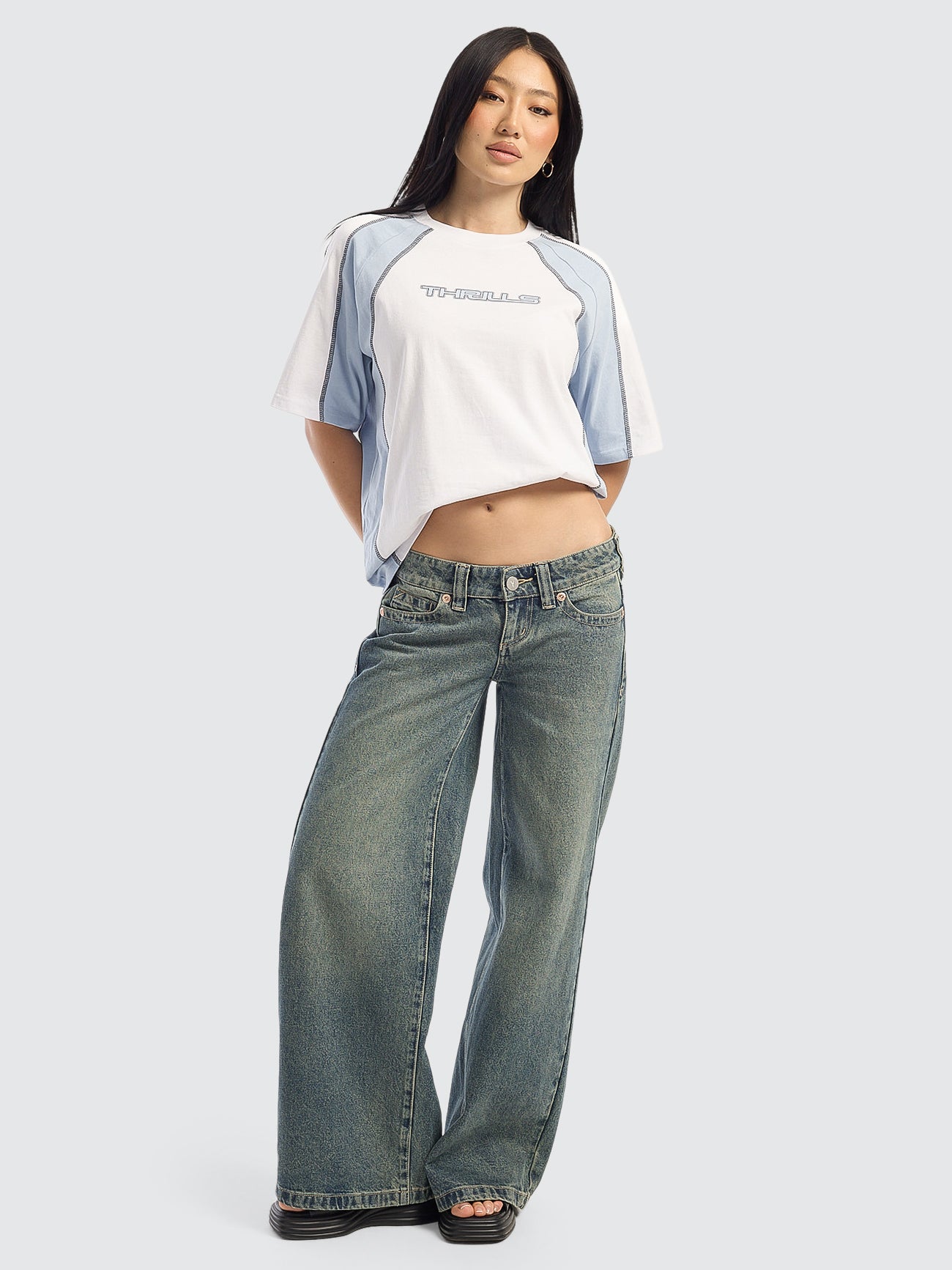 On Repeat Panelled Raglan Tee - White