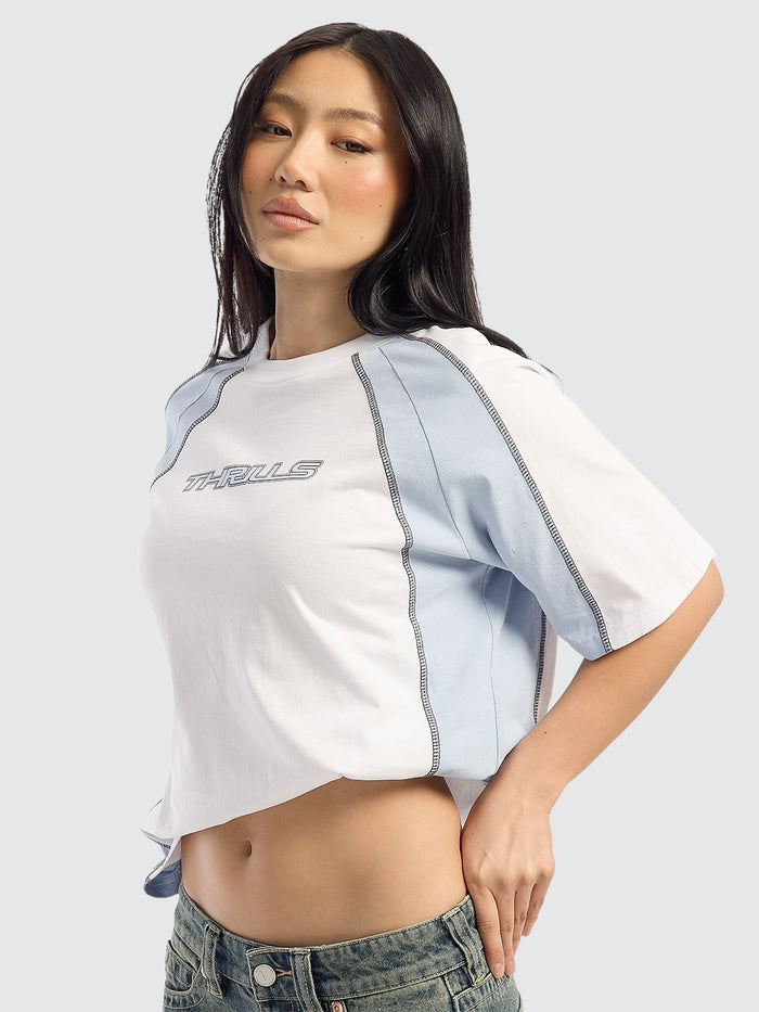 On Repeat Panelled Raglan Tee - White