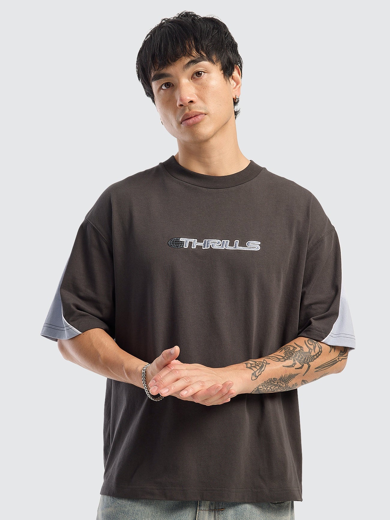 Eclipse Panel Oversize Box Crop Tee - Dark Merch Black