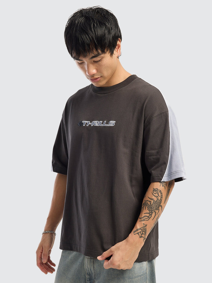 Eclipse Panel Oversize Box Crop Tee - Dark Merch Black