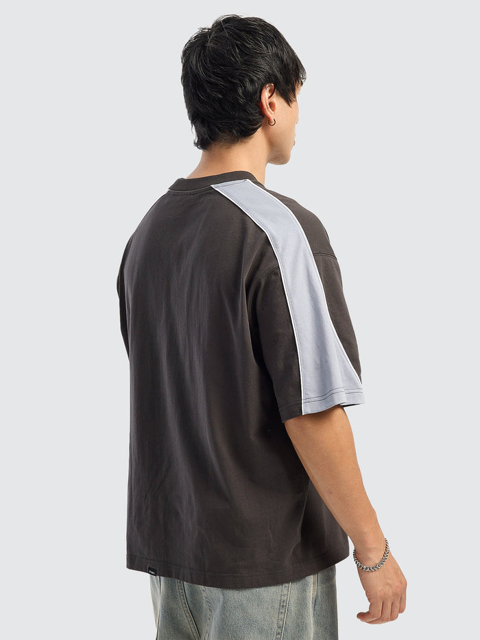 Eclipse Panel Oversize Box Crop Tee - Dark Merch Black