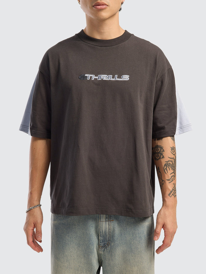 Eclipse Panel Oversize Box Crop Tee - Dark Merch Black