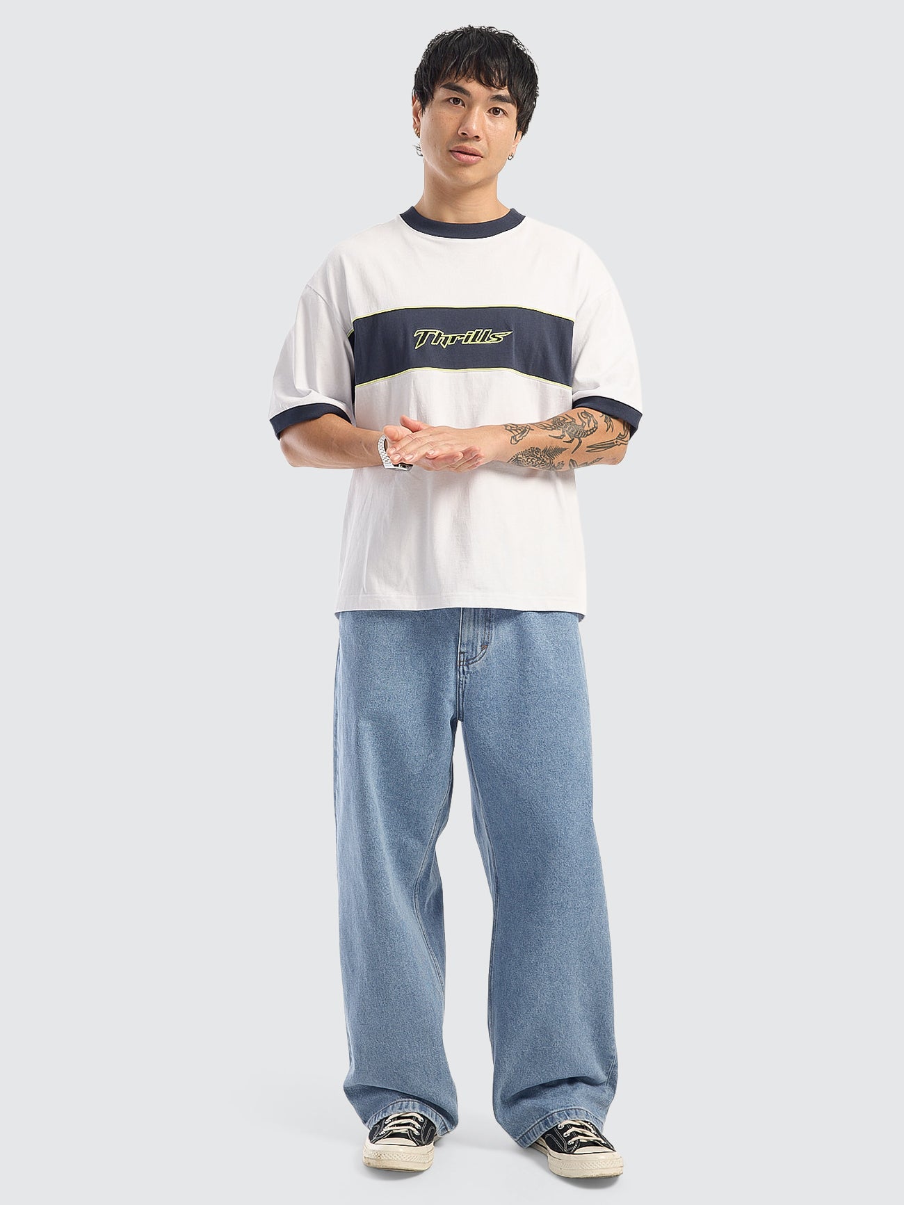Outcast Panel Oversize Box Crop Tee - White