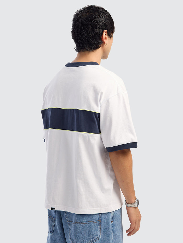 Outcast Panel Oversize Box Crop Tee - White