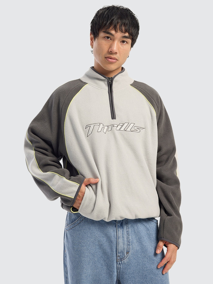 Outcast Panel Quarter Zip Crop Polar Fleece - Glacier Grey