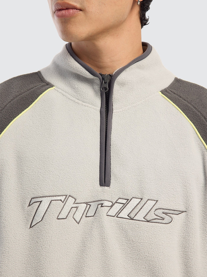 Outcast Panel Quarter Zip Crop Polar Fleece - Glacier Grey