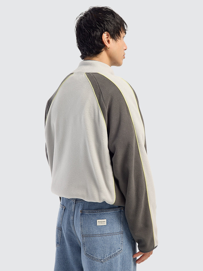 Outcast Panel Quarter Zip Crop Polar Fleece - Glacier Grey