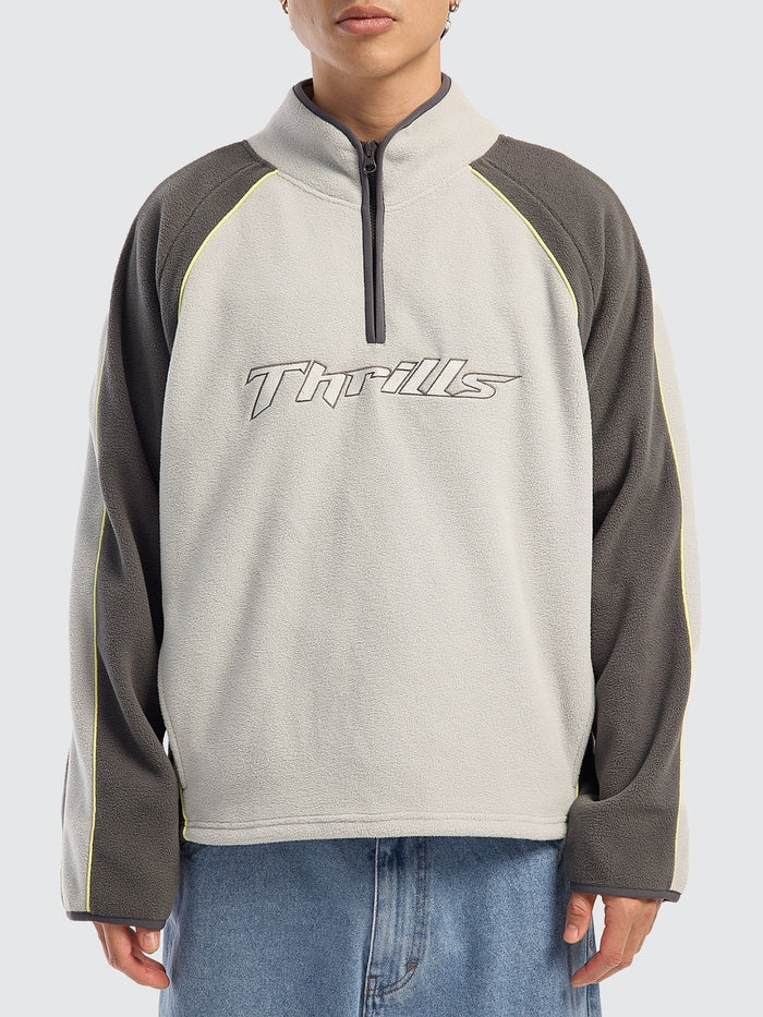 Outcast Panel Quarter Zip Crop Polar Fleece - Glacier Grey