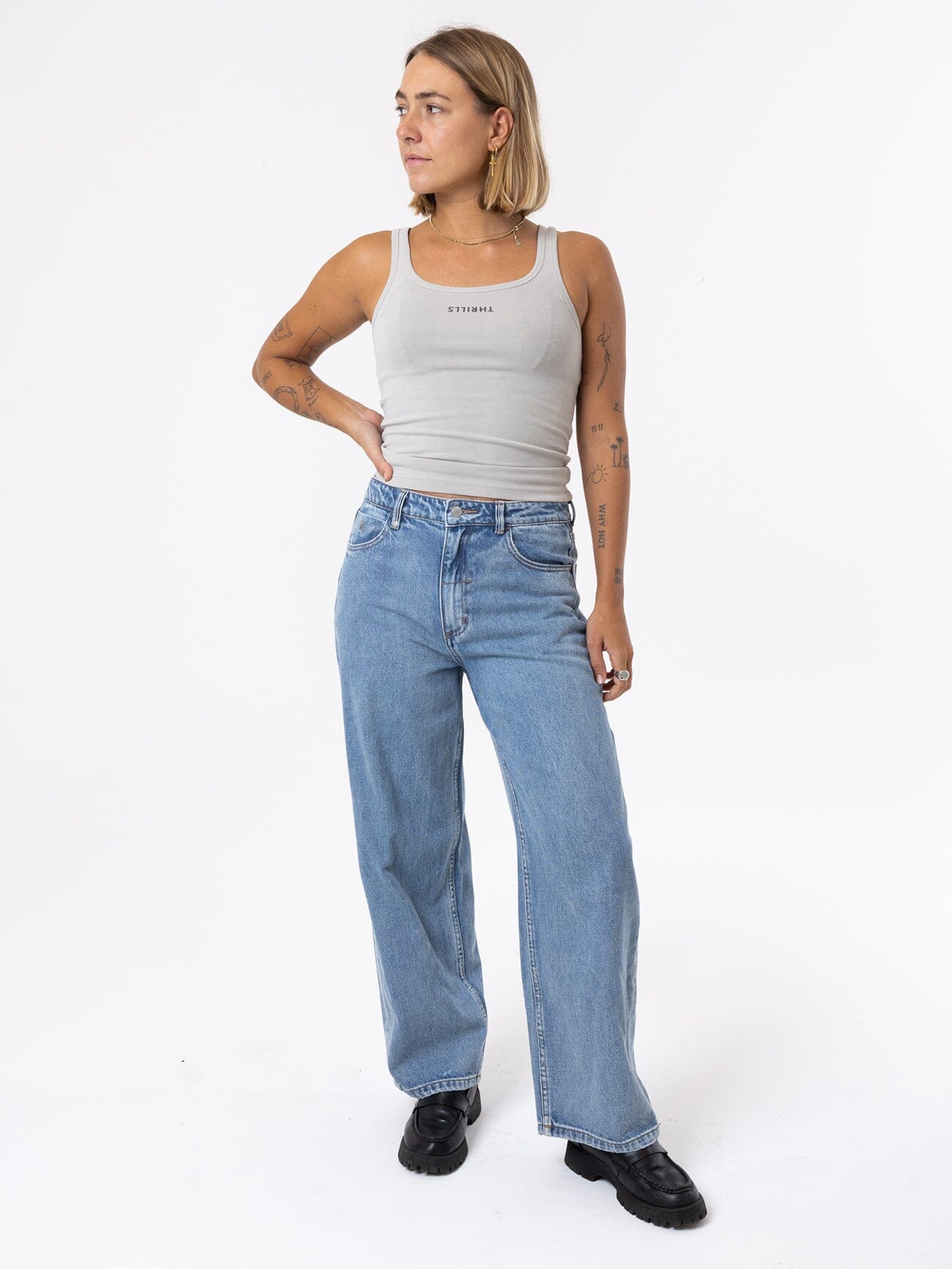 Minimal Thrills Scoop Tank - Oyster Grey