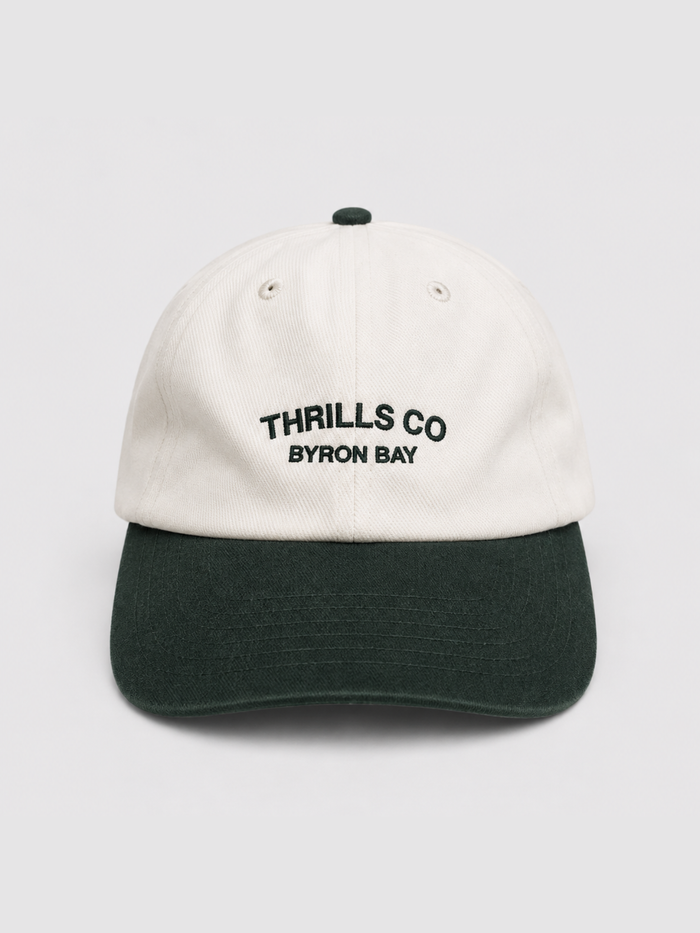 Thrills Co 6 Panel Cap - Off White - Yakka Green