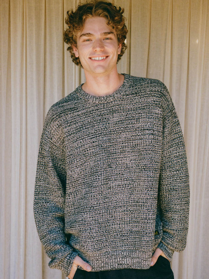 Thrills Union Box Crop Crew Knit - Carbon Marle