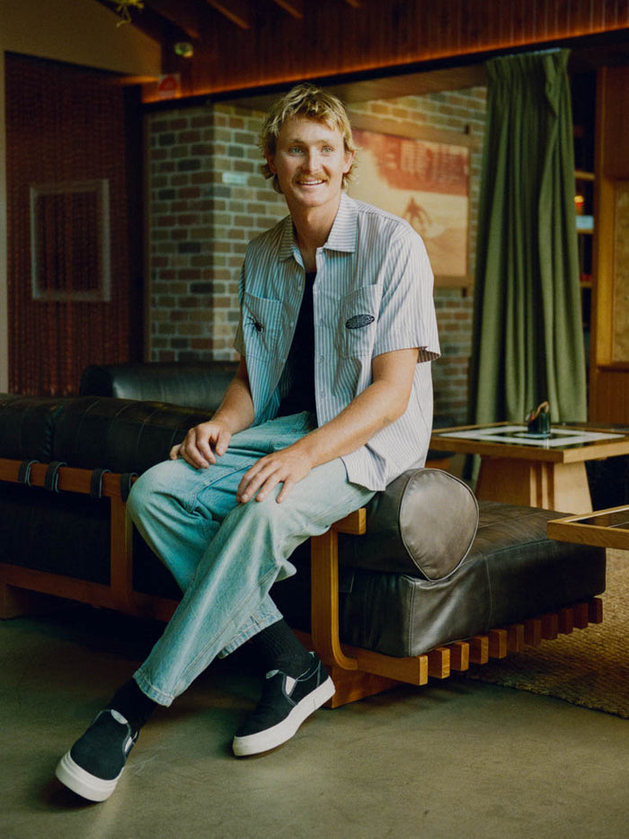 Web of Deceit Mid Slacker Relaxed Long Denim Jean - Dirty Crinkle Blue