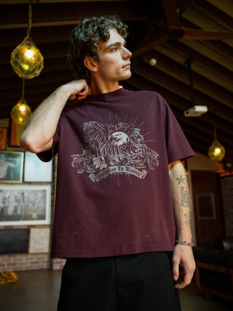 Deep In The Heart Of Byron Box Fit Oversize Cropped Tee - Bitter Chocolate