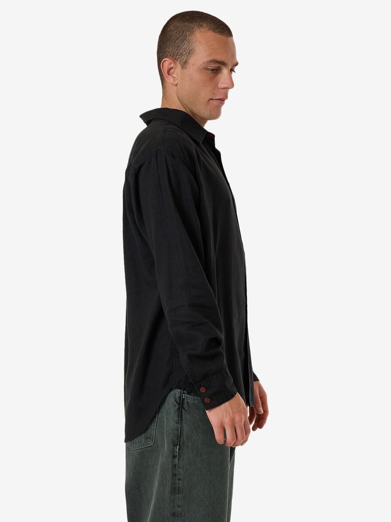 Hemp Minimal Thrills Oversize Long Sleeve Shirt - Black