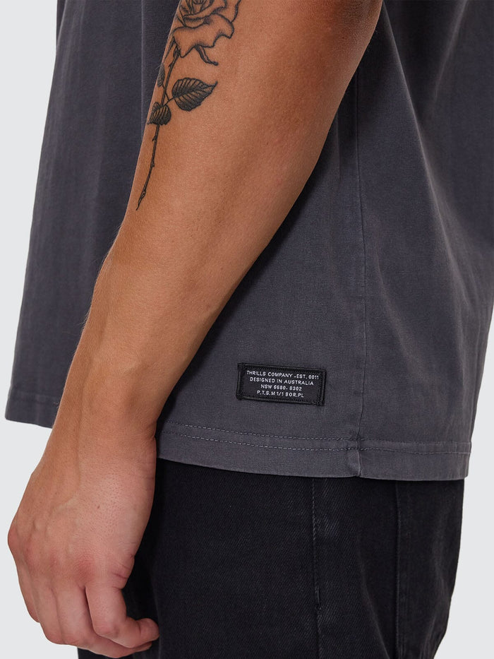 Thrills Military Oversize Fit Tee - Dark Charcoal