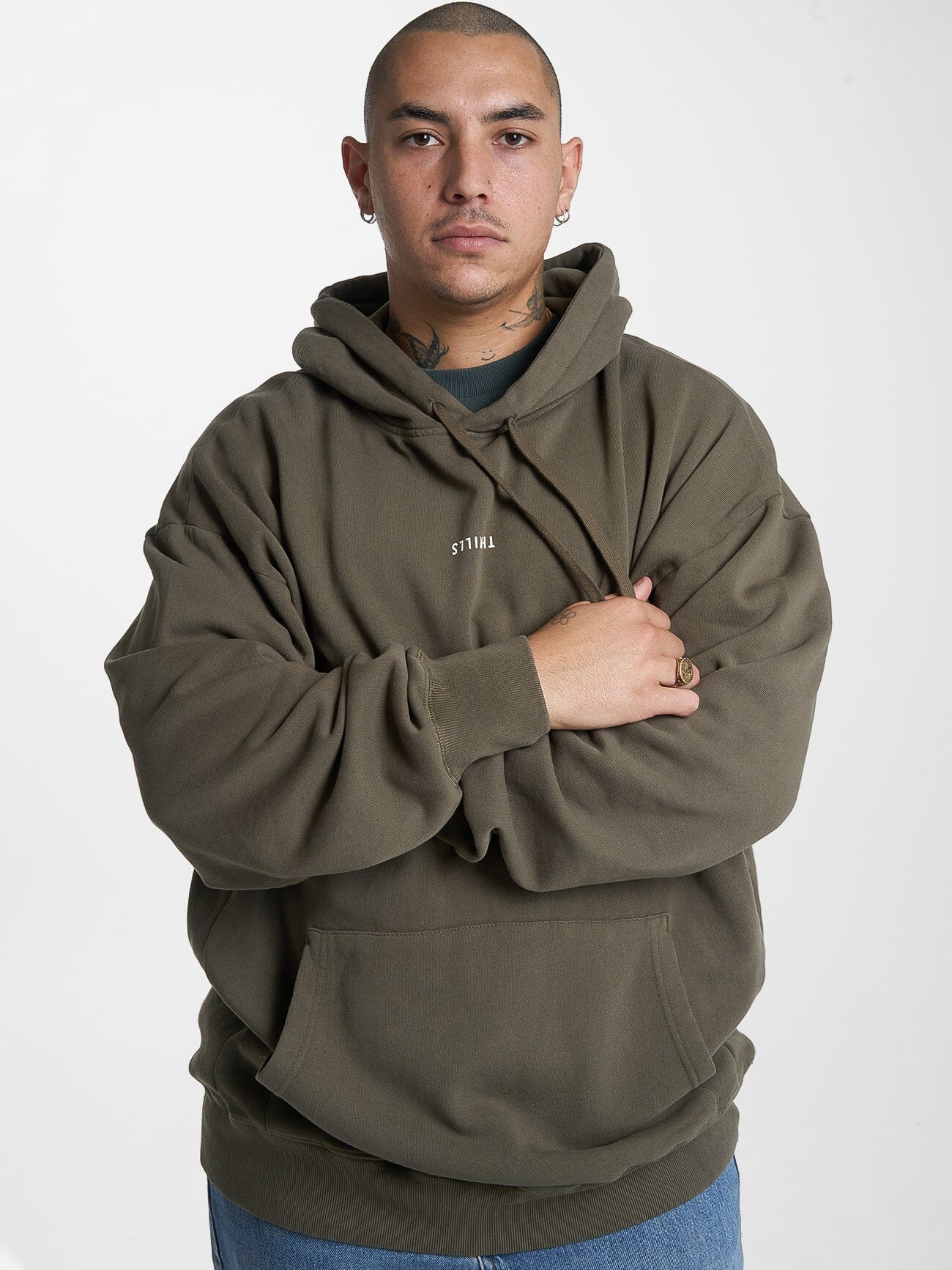 Minimal Thrills Slouch Pull On Hood - Tarmac