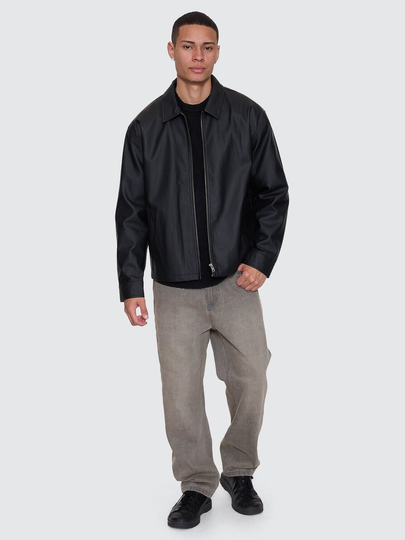 Don't Bother Me PU Leather Work Jacket - Black XS