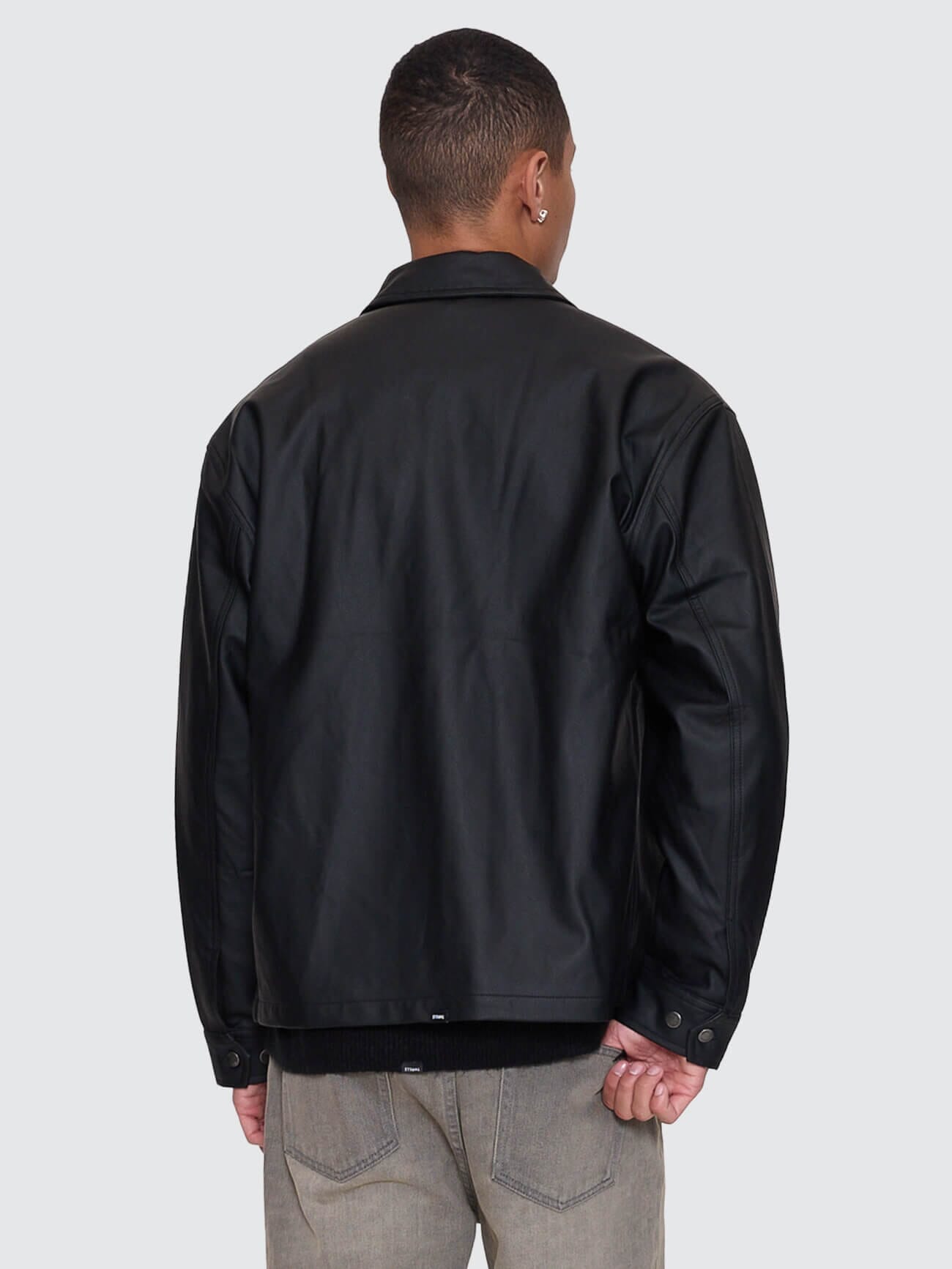 Don't Bother Me PU Leather Work Jacket - Black XS