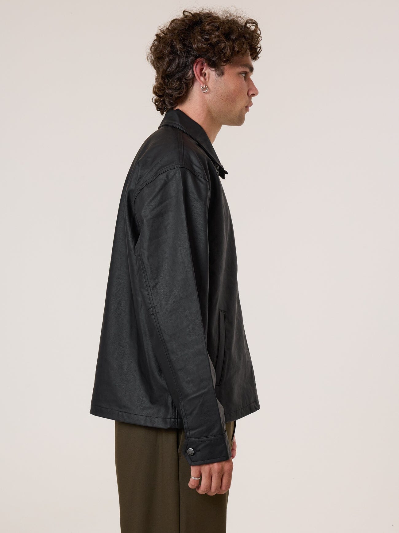 Don't Bother Me PU Leather Work Jacket - Black