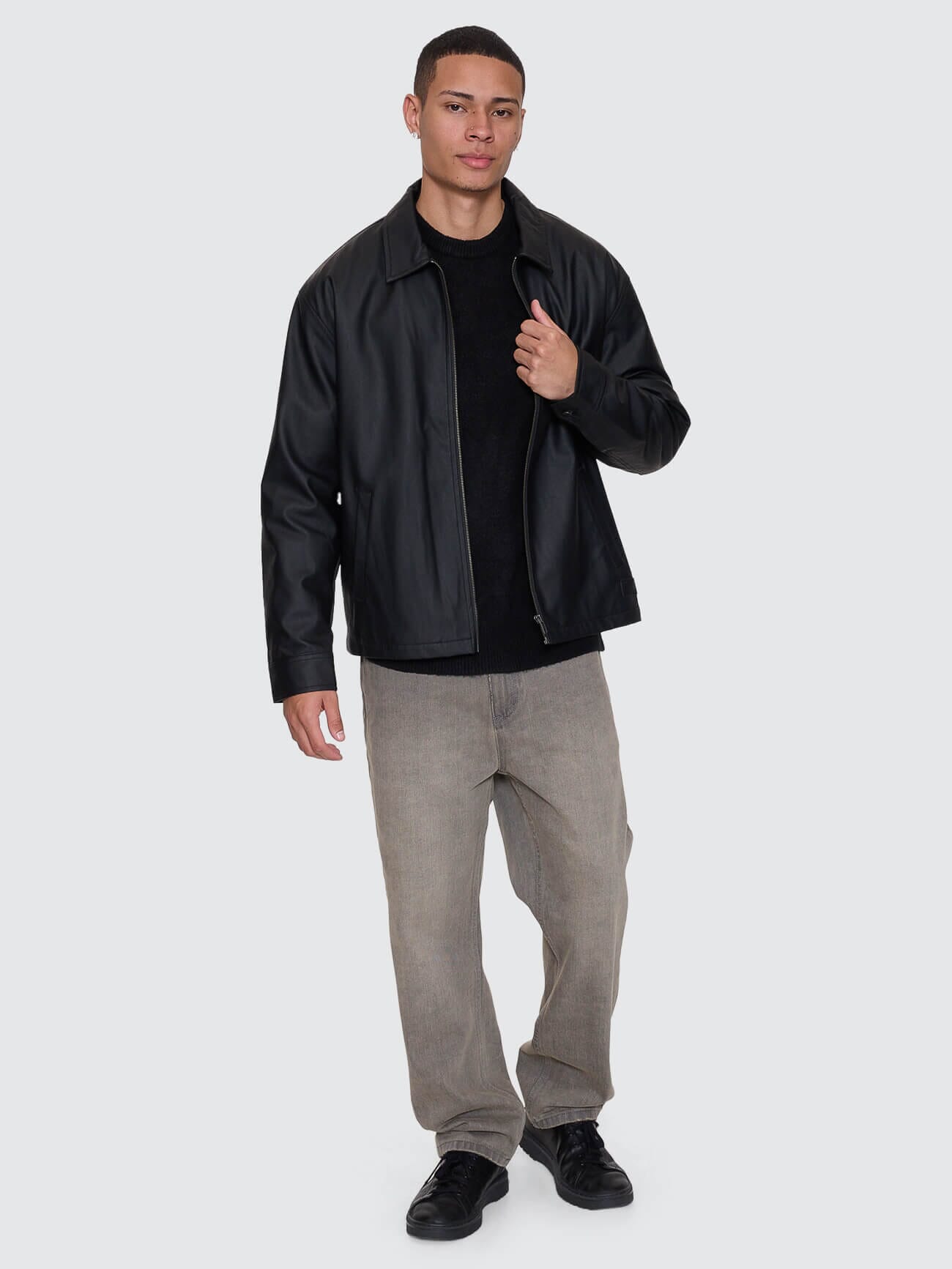 Don't Bother Me PU Leather Work Jacket - Black XS