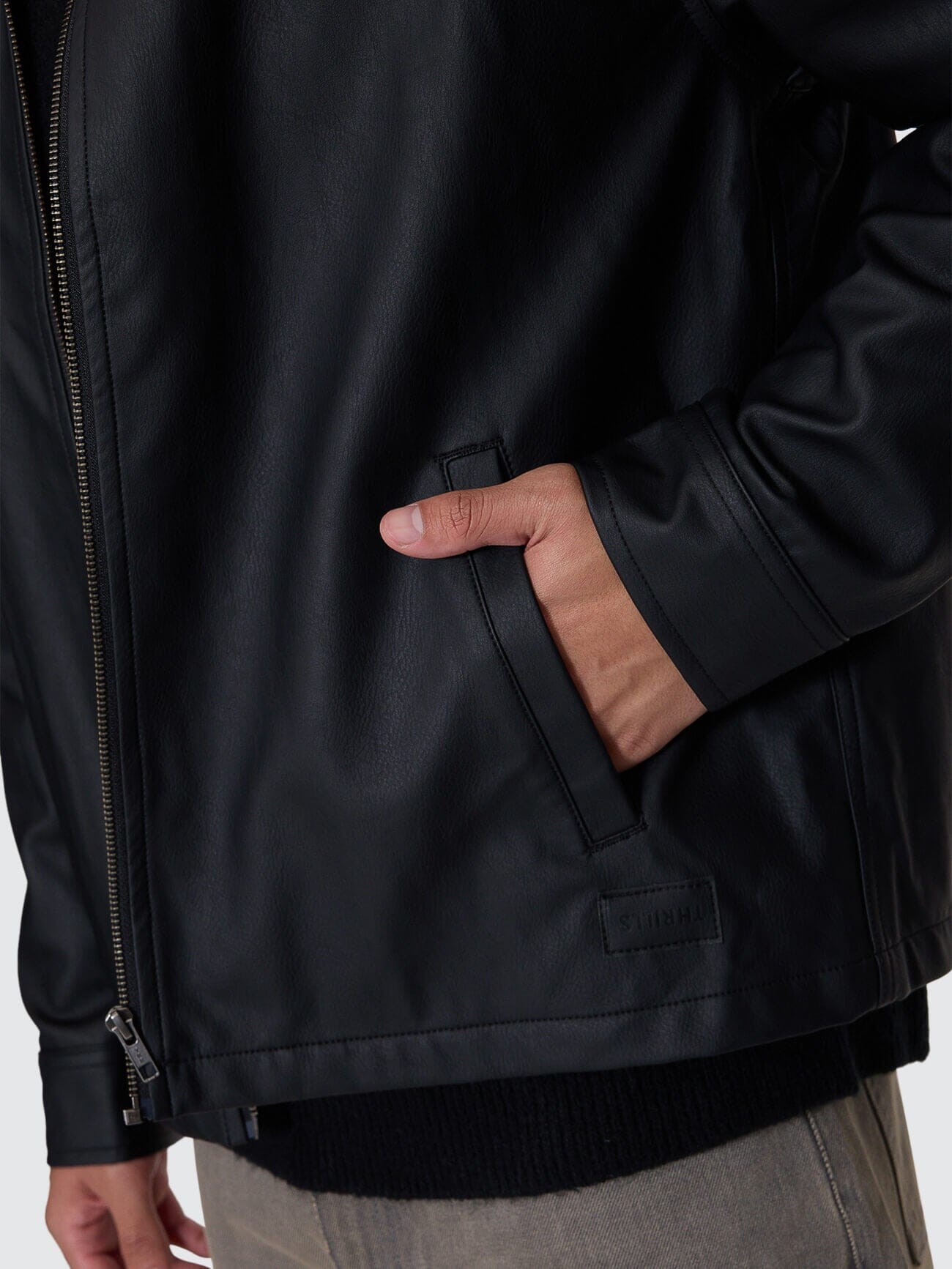 Don't Bother Me PU Leather Work Jacket - Black XS