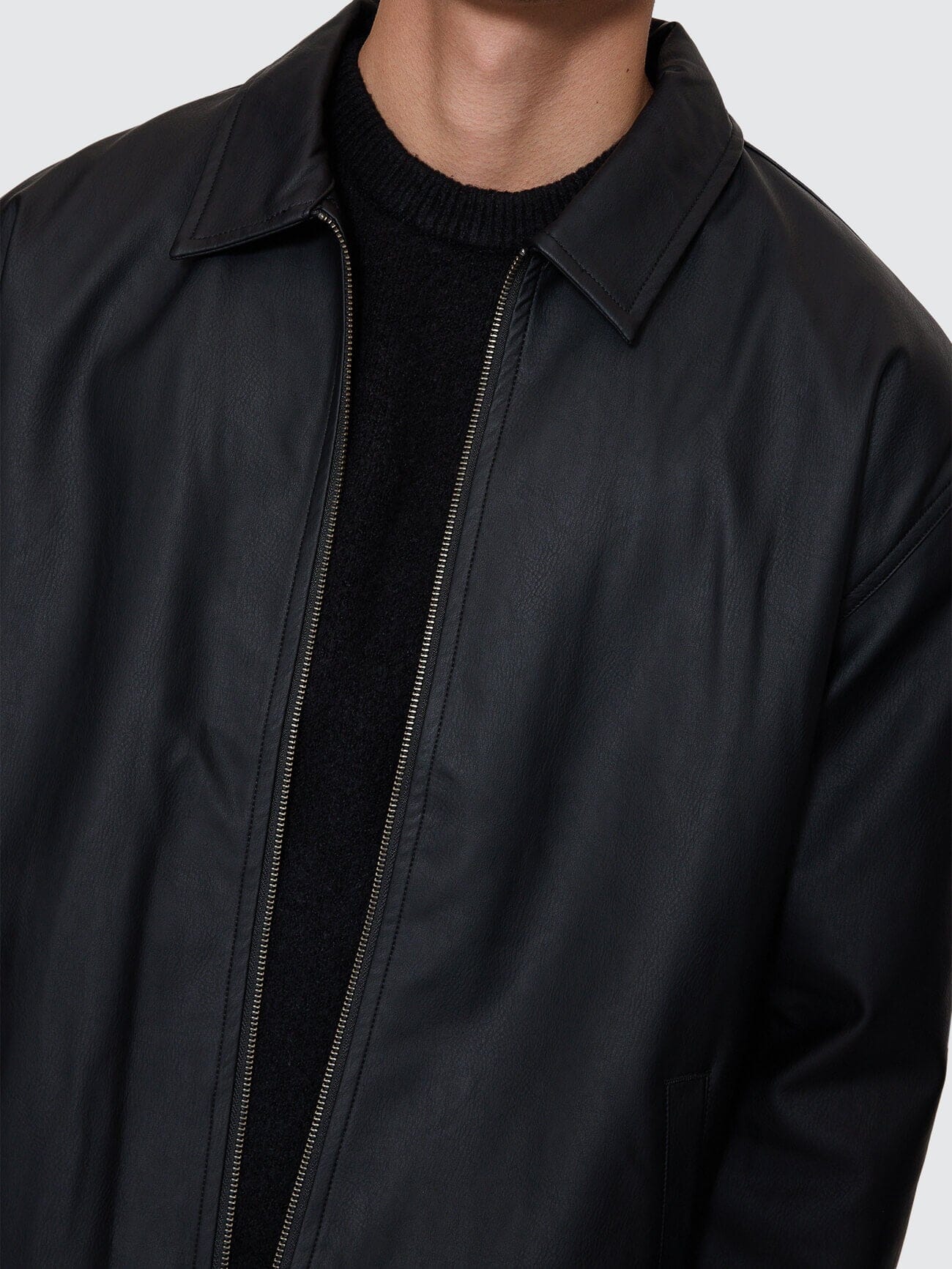 Don't Bother Me PU Leather Work Jacket - Black XS