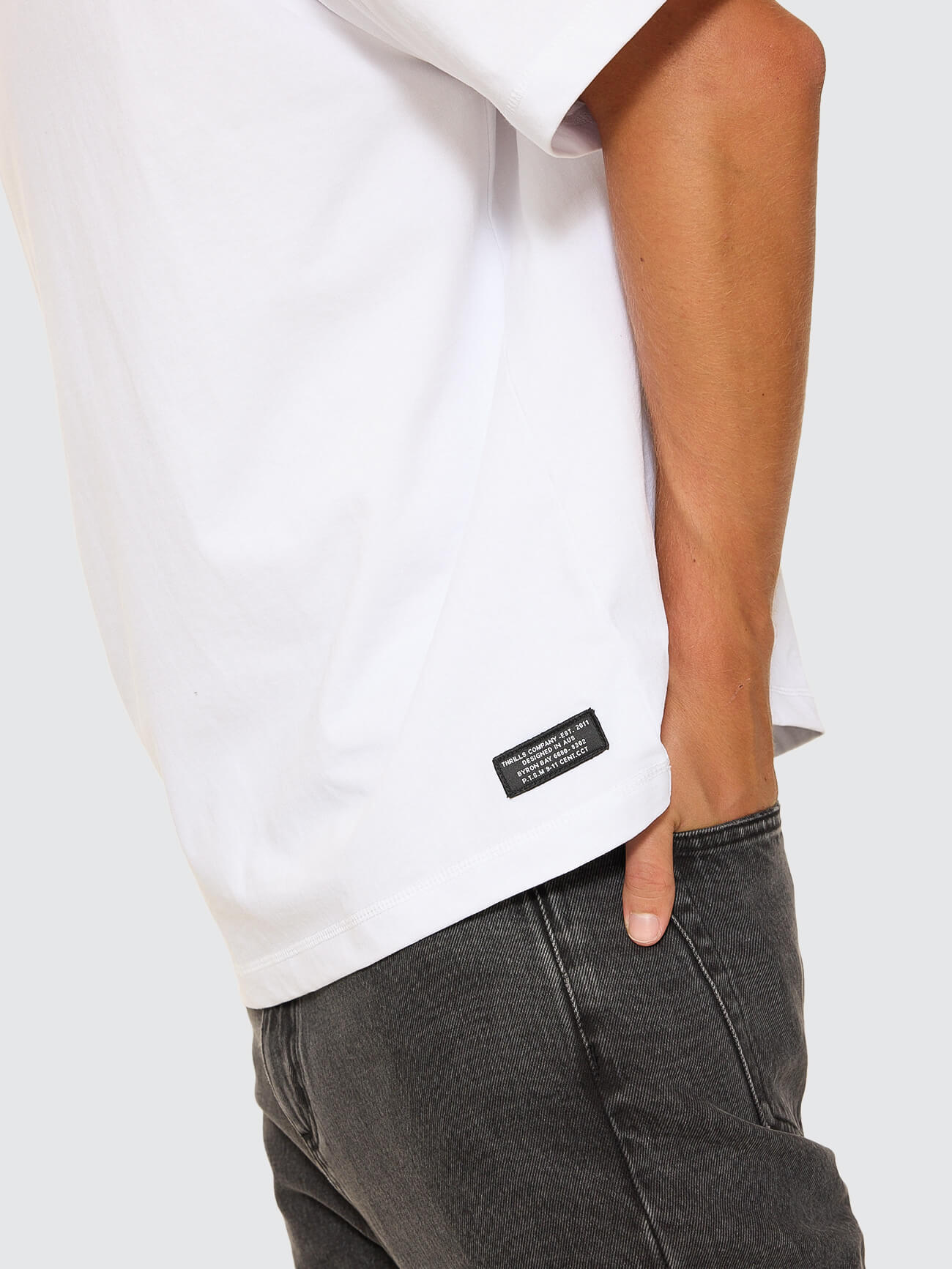 Thrills Military Box Fit Oversized Cropped Tee - White