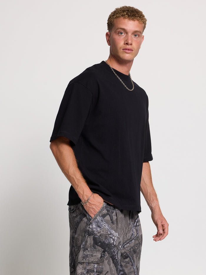 Thrills Military Box Fit Oversized Cropped Tee - Black XS