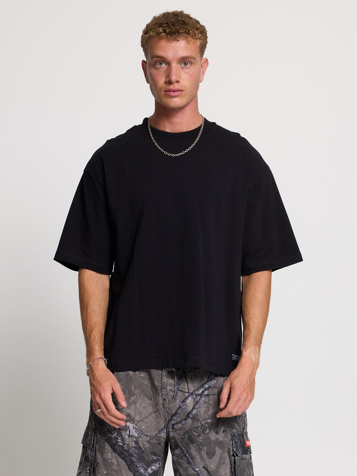 Thrills Military Box Fit Oversized Cropped Tee - Black XS