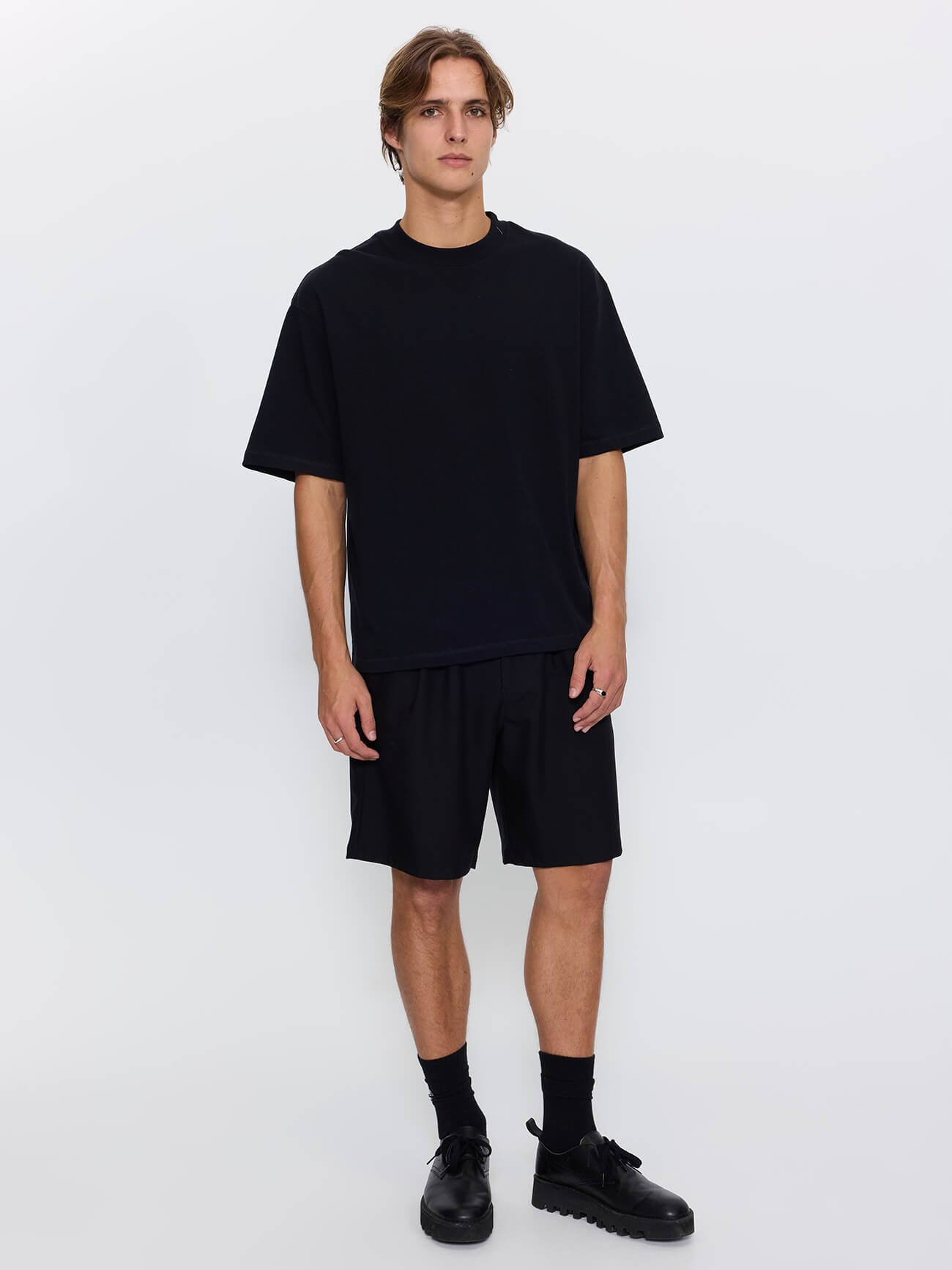 Thrills Military Box Fit Oversized Cropped Tee - Black XS