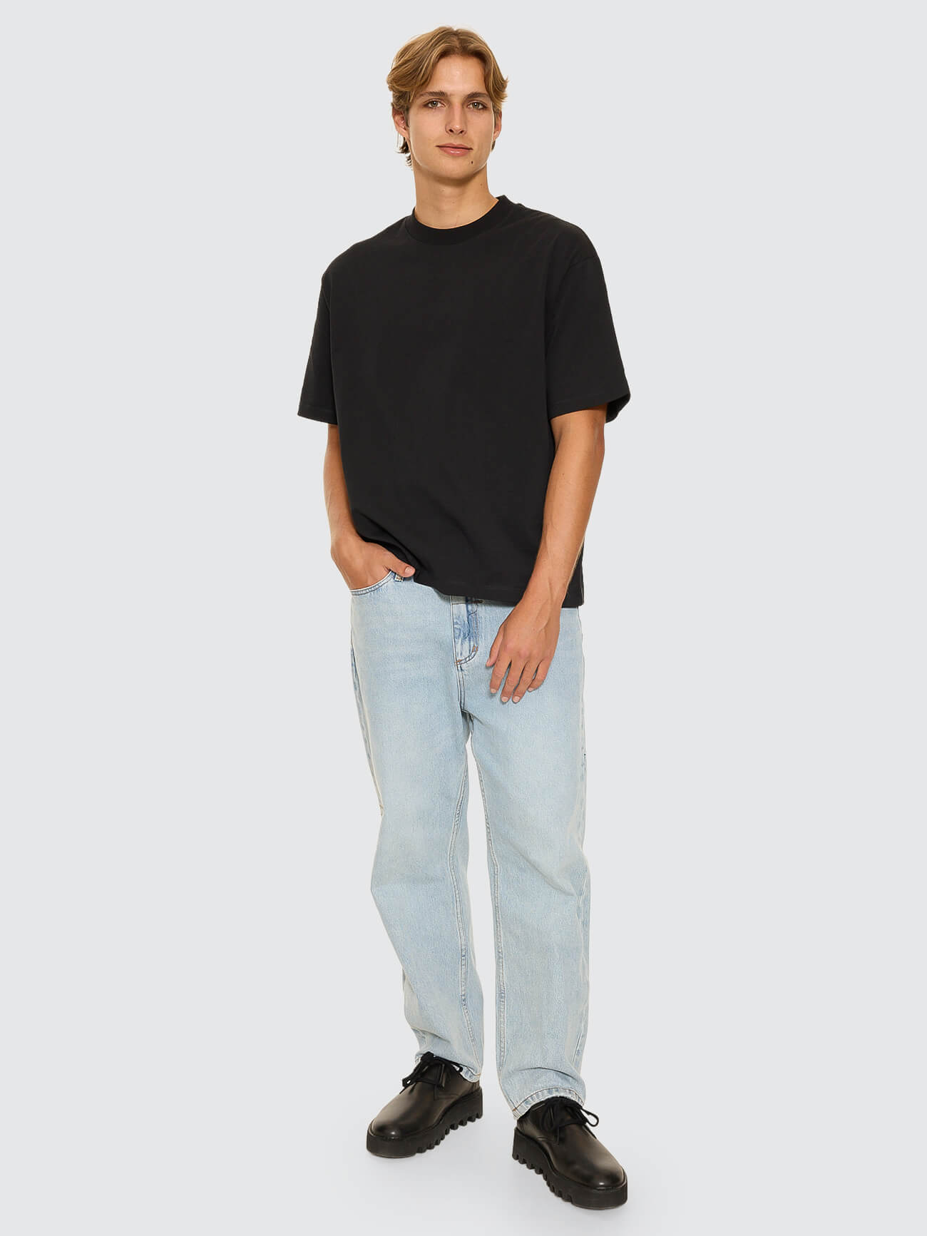 Thrills Military Box Fit Oversized Cropped Tee - Black XS