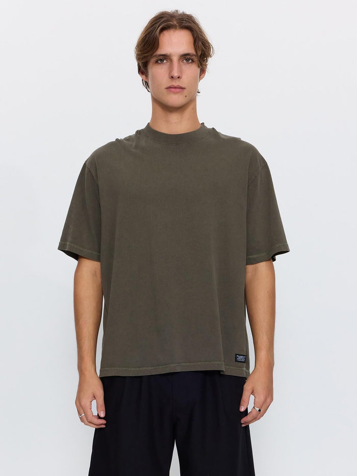 Thrills Military Box Fit Oversized Cropped Tee - Grape Leaf XS