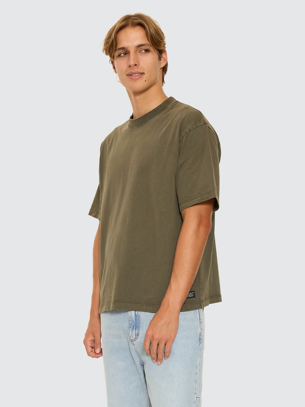 Thrills Military Box Fit Oversized Cropped Tee - Grape Leaf XS