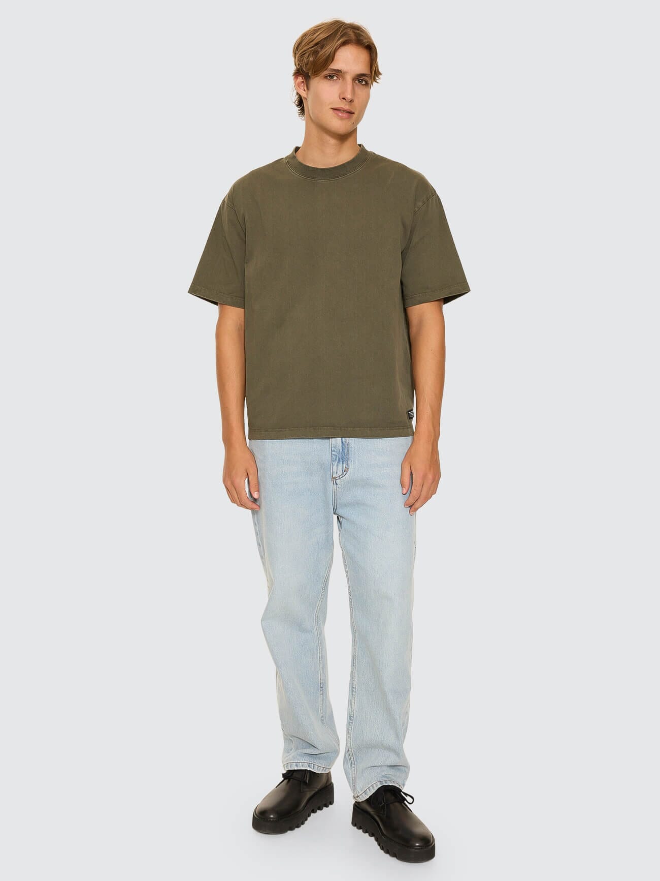 Thrills Military Box Fit Oversized Cropped Tee - Grape Leaf XS