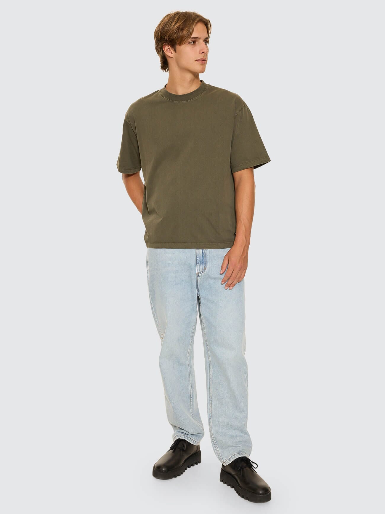 Thrills Military Box Fit Oversized Cropped Tee - Grape Leaf XS