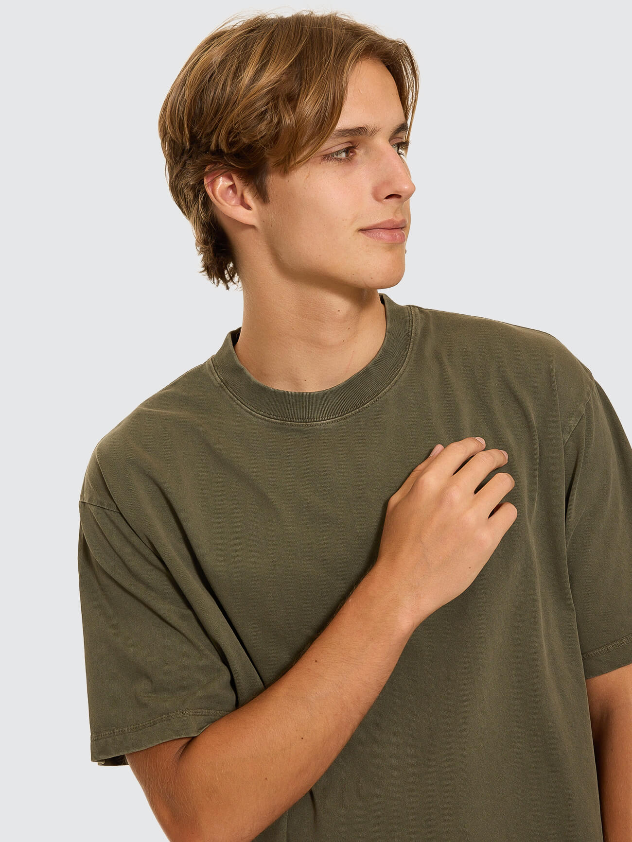 Thrills Military Box Fit Oversized Cropped Tee - Grape Leaf XS