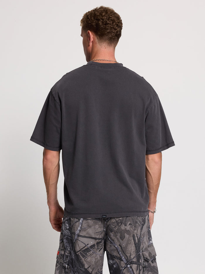 Thrills Military Box Fit Oversized Cropped Tee - Dark Charcoal