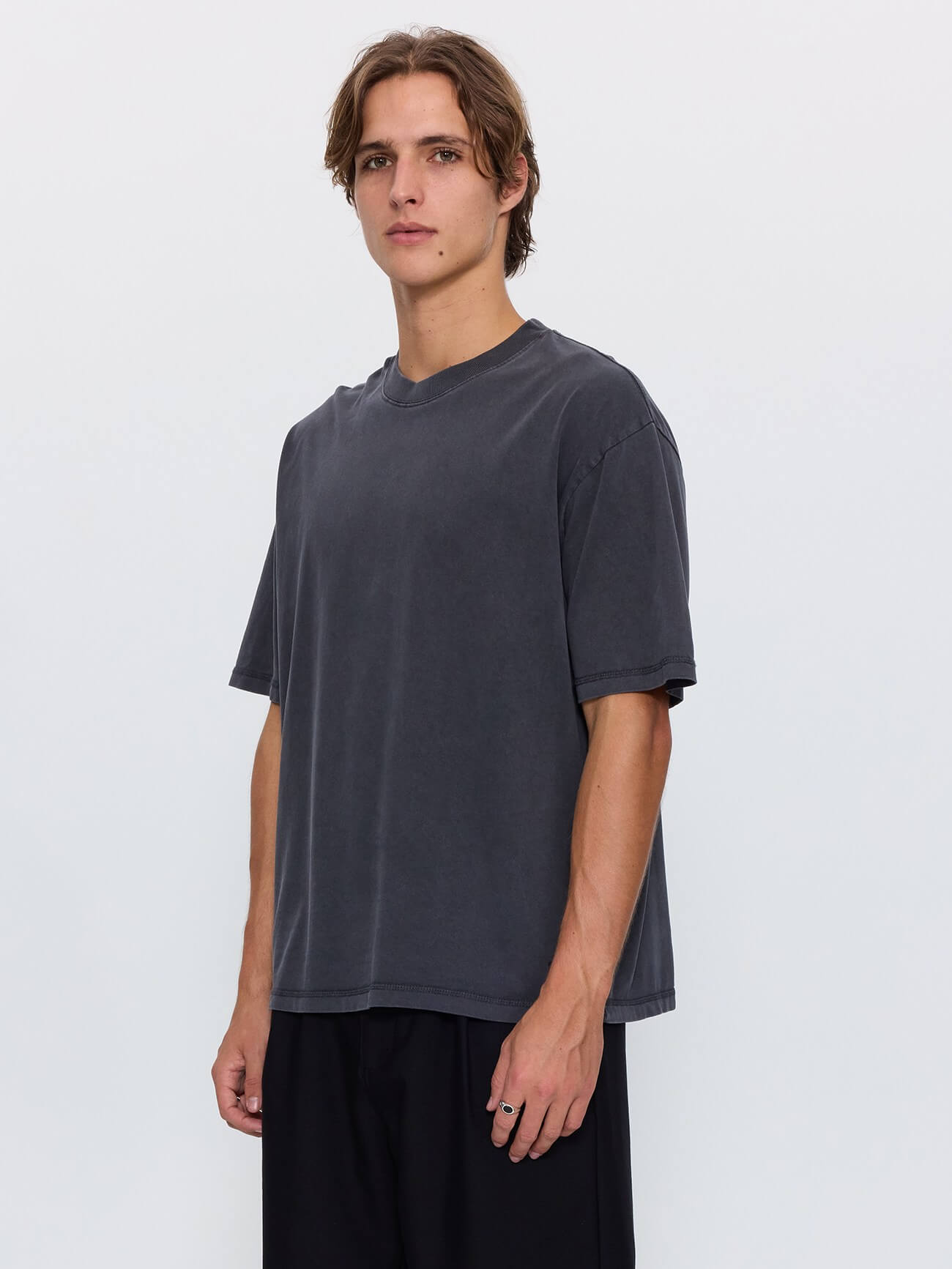 Thrills Military Box Fit Oversized Cropped Tee - Dark Charcoal XS