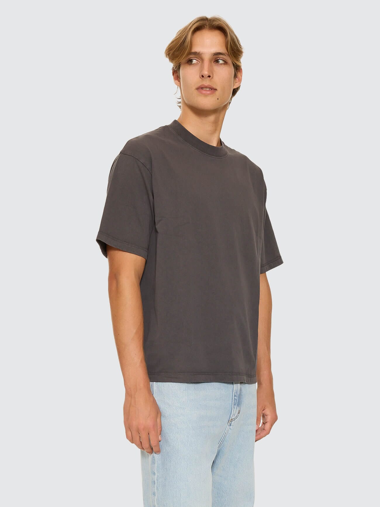 Thrills Military Box Fit Oversized Cropped Tee - Dark Charcoal