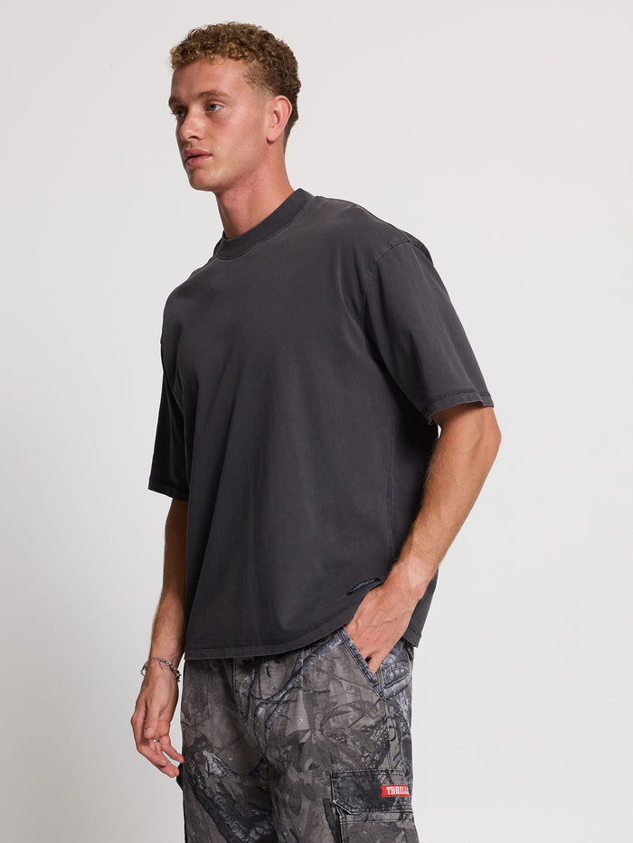Thrills Military Box Fit Oversized Cropped Tee - Dark Charcoal XS