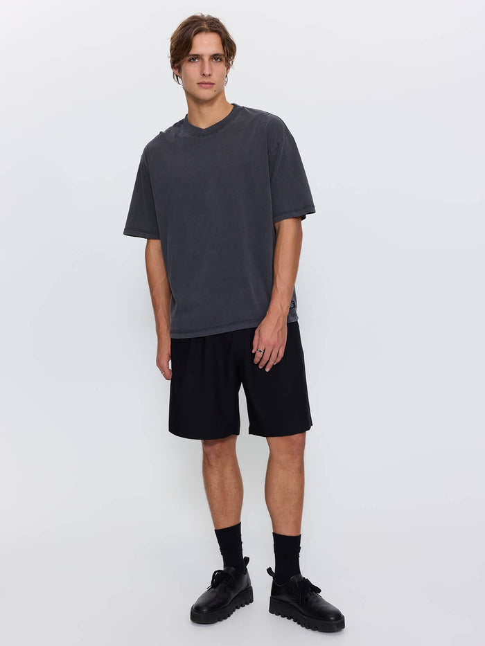 Thrills Military Box Fit Oversized Cropped Tee - Dark Charcoal XS