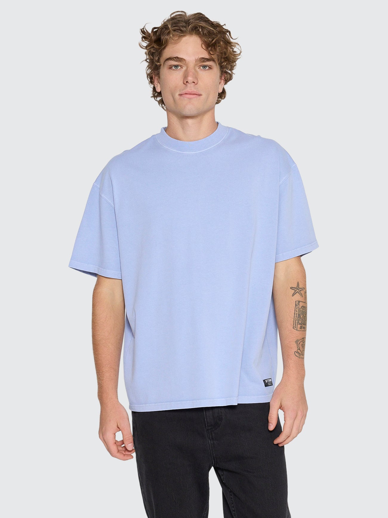 Thrills Service Heavy Weight Box Fit Oversize Tee - Cornflower Blue