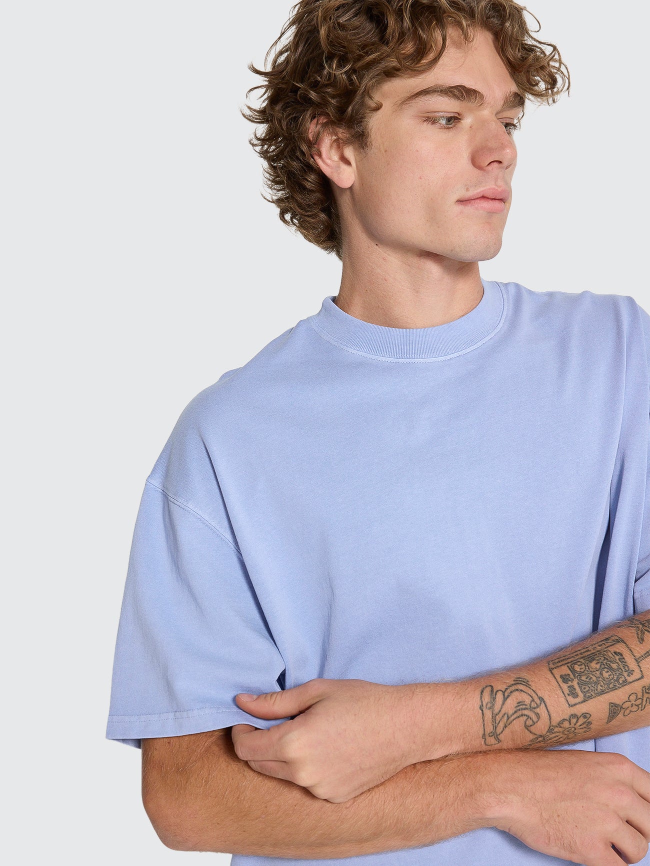 Thrills Service Heavy Weight Box Fit Oversize Tee - Cornflower Blue