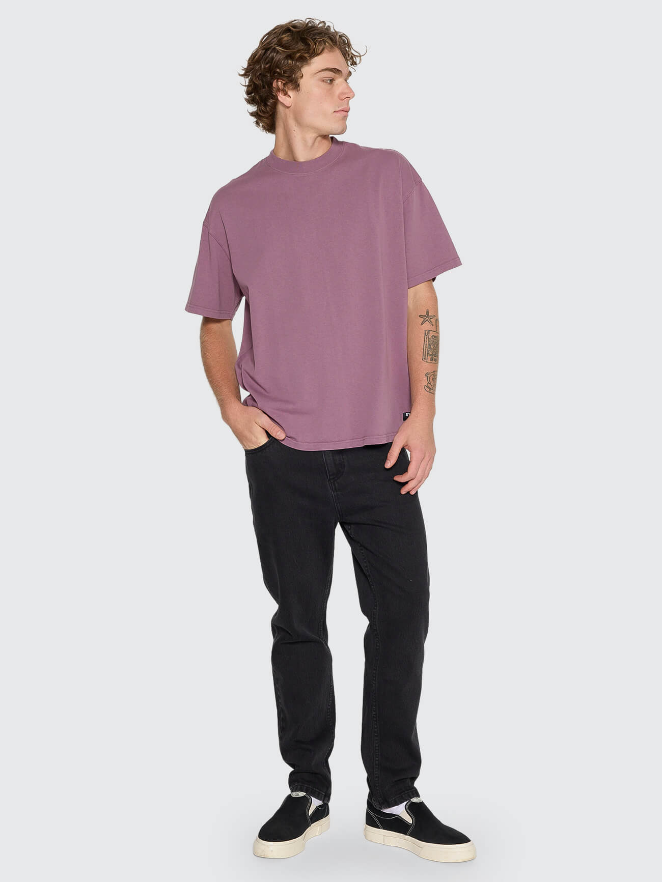 Thrills Service Box Fit Oversize Tee - Vintage Mauve XS