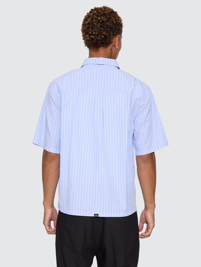 Perception Box Crop Short Sleeve Shirt - Blue Stripe